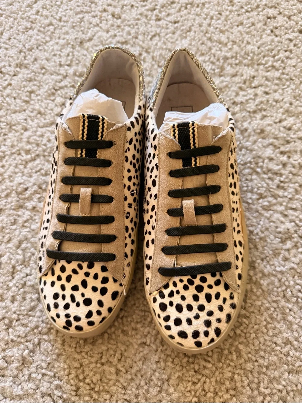 Sabina Leopard Spot Star Sneakers in Black, White & Tan